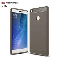 Luxury Carbon Fiber Brushed Wire Drawing Silicone TPU Back Cover for Xiaomi Mi Max 2 (Gray)