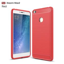 Luxury Carbon Fiber Brushed Wire Drawing Silicone TPU Back Cover for Xiaomi Mi Max 2 (Red)