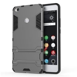 Armor Premium Tactical Grip Kickstand Shockproof Dual Layer Rugged Hard Cover for Xiaomi Mi Max 2 - Gray