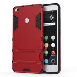Armor Premium Tactical Grip Kickstand Shockproof Dual Layer Rugged Hard Cover for Xiaomi Mi Max 2 - Wine Red