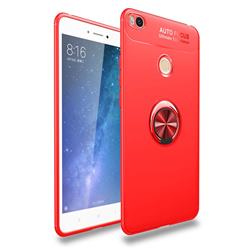 Auto Focus Invisible Ring Holder Soft Phone Case for Xiaomi Mi Max 2 - Red