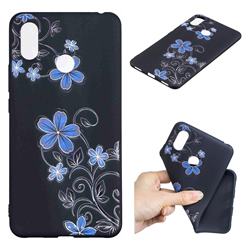 Little Blue Flowers 3D Embossed Relief Black TPU Cell Phone Back Cover for Xiaomi Mi Max 3