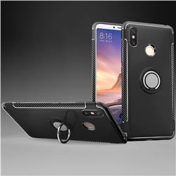 Armor Anti Drop Carbon PC + Silicon Invisible Ring Holder Phone Case for Xiaomi Mi Max 3 - Black
