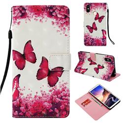 Rose Butterfly 3D Painted Leather Wallet Case for Xiaomi Mi Max 3