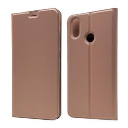 Ultra Slim Card Magnetic Automatic Suction Leather Wallet Case for Xiaomi Mi Max 3 - Rose Gold