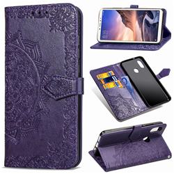 Embossing Imprint Mandala Flower Leather Wallet Case for Xiaomi Mi Max 3 - Purple