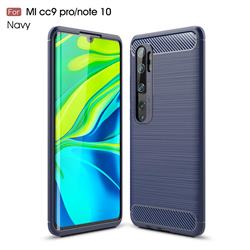 Luxury Carbon Fiber Brushed Wire Drawing Silicone TPU Back Cover for Xiaomi Mi Note 10 / Note 10 Pro / CC9 Pro - Navy