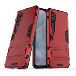 Armor Premium Tactical Grip Kickstand Shockproof Dual Layer Rugged Hard Cover for Xiaomi Mi Note 10 / Note 10 Pro / CC9 Pro - Wine Red