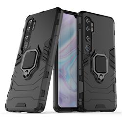 Black Panther Armor Metal Ring Grip Shockproof Dual Layer Rugged Hard Cover for Xiaomi Mi Note 10 / Note 10 Pro / CC9 Pro - Black