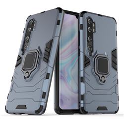 Black Panther Armor Metal Ring Grip Shockproof Dual Layer Rugged Hard Cover for Xiaomi Mi Note 10 / Note 10 Pro / CC9 Pro - Blue