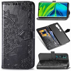 Embossing Imprint Mandala Flower Leather Wallet Case for Xiaomi Mi Note 10 / Note 10 Pro / CC9 Pro - Black