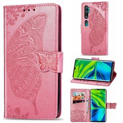 Embossing Mandala Flower Butterfly Leather Wallet Case for Xiaomi Mi Note 10 / Note 10 Pro / CC9 Pro - Pink
