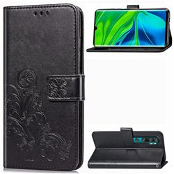 Embossing Imprint Four-Leaf Clover Leather Wallet Case for Xiaomi Mi Note 10 / Note 10 Pro / CC9 Pro - Black