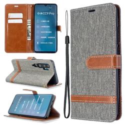 Jeans Cowboy Denim Leather Wallet Case for Xiaomi Mi Note 10 / Note 10 Pro / CC9 Pro - Gray