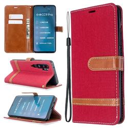 Jeans Cowboy Denim Leather Wallet Case for Xiaomi Mi Note 10 / Note 10 Pro / CC9 Pro - Red