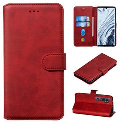 Retro Calf Matte Leather Wallet Phone Case for Xiaomi Mi Note 10 / Note 10 Pro / CC9 Pro - Red