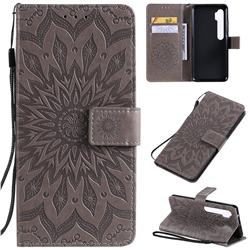 Embossing Sunflower Leather Wallet Case for Xiaomi Mi Note 10 / Note 10 Pro / CC9 Pro - Gray