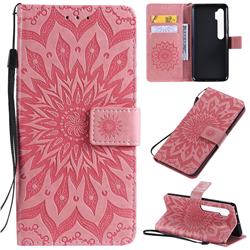 Embossing Sunflower Leather Wallet Case for Xiaomi Mi Note 10 / Note 10 Pro / CC9 Pro - Pink
