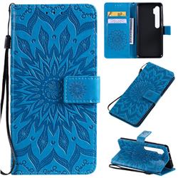 Embossing Sunflower Leather Wallet Case for Xiaomi Mi Note 10 / Note 10 Pro / CC9 Pro - Blue