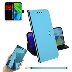 Shining Mirror Like Surface Leather Wallet Case for Xiaomi Mi Note 10 / Note 10 Pro / CC9 Pro - Blue