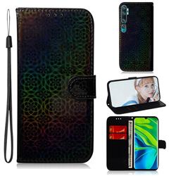 Laser Circle Shining Leather Wallet Phone Case for Xiaomi Mi Note 10 / Note 10 Pro / CC9 Pro - Black