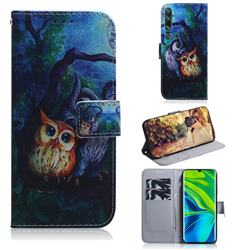 Oil Painting Owl PU Leather Wallet Case for Xiaomi Mi Note 10 / Note 10 Pro / CC9 Pro