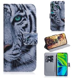 White Tiger PU Leather Wallet Case for Xiaomi Mi Note 10 / Note 10 Pro / CC9 Pro