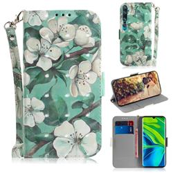 Watercolor Flower 3D Painted Leather Wallet Phone Case for Xiaomi Mi Note 10 / Note 10 Pro / CC9 Pro