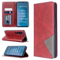 Prismatic Slim Magnetic Sucking Stitching Wallet Flip Cover for Xiaomi Mi Note 10 / Note 10 Pro / CC9 Pro - Red
