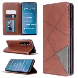 Prismatic Slim Magnetic Sucking Stitching Wallet Flip Cover for Xiaomi Mi Note 10 / Note 10 Pro / CC9 Pro - Brown