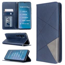 Prismatic Slim Magnetic Sucking Stitching Wallet Flip Cover for Xiaomi Mi Note 10 / Note 10 Pro / CC9 Pro - Blue