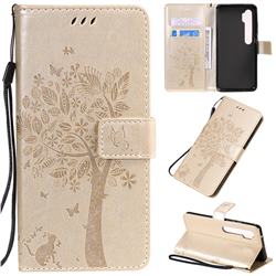 Embossing Butterfly Tree Leather Wallet Case for Xiaomi Mi Note 10 / Note 10 Pro / CC9 Pro - Champagne