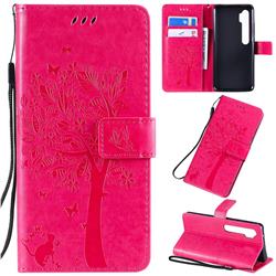 Embossing Butterfly Tree Leather Wallet Case for Xiaomi Mi Note 10 / Note 10 Pro / CC9 Pro - Rose