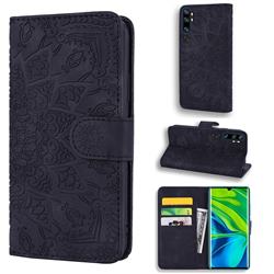 Retro Embossing Mandala Flower Leather Wallet Case for Xiaomi Mi Note 10 / Note 10 Pro / CC9 Pro - Black