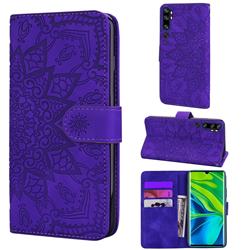 Retro Embossing Mandala Flower Leather Wallet Case for Xiaomi Mi Note 10 / Note 10 Pro / CC9 Pro - Purple