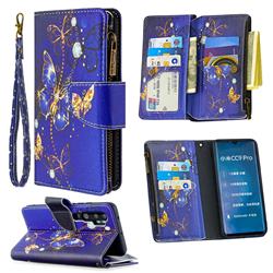 Purple Butterfly Binfen Color BF03 Retro Zipper Leather Wallet Phone Case for Xiaomi Mi Note 10 / Note 10 Pro / CC9 Pro