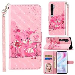Pink Bear 3D Leather Phone Holster Wallet Case for Xiaomi Mi Note 10 / Note 10 Pro / CC9 Pro