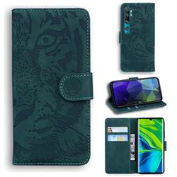Intricate Embossing Tiger Face Leather Wallet Case for Xiaomi Mi Note 10 / Note 10 Pro / CC9 Pro - Green