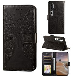 Intricate Embossing Rose Flower Butterfly Leather Wallet Case for Xiaomi Mi Note 10 / Note 10 Pro / CC9 Pro - Black