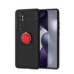 Auto Focus Invisible Ring Holder Soft Phone Case for Xiaomi Mi Note 10 Lite - Black Red