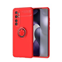 Auto Focus Invisible Ring Holder Soft Phone Case for Xiaomi Mi Note 10 Lite - Red