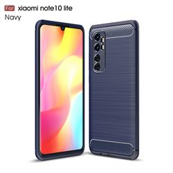 Luxury Carbon Fiber Brushed Wire Drawing Silicone TPU Back Cover for Xiaomi Mi Note 10 Lite - Navy