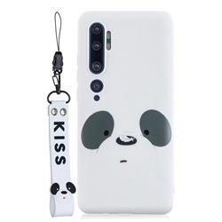 White Feather Panda Soft Kiss Candy Hand Strap Silicone Case for Xiaomi Mi Note 10 Lite