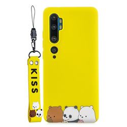 Yellow Bear Family Soft Kiss Candy Hand Strap Silicone Case for Xiaomi Mi Note 10 Lite