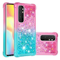 Rainbow Gradient Liquid Glitter Quicksand Sequins Phone Case for Xiaomi Mi Note 10 Lite - Pink Blue