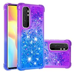 Rainbow Gradient Liquid Glitter Quicksand Sequins Phone Case for Xiaomi Mi Note 10 Lite - Purple Blue