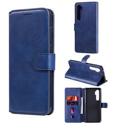 Retro Calf Matte Leather Wallet Phone Case for Xiaomi Mi Note 10 Lite - Blue