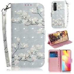 Magnolia Flower 3D Painted Leather Wallet Phone Case for Xiaomi Mi Note 10 Lite