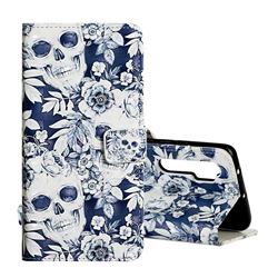 Skull Flower 3D Painted Leather Phone Wallet Case for Xiaomi Mi Note 10 Lite