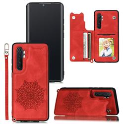 Luxury Mandala Multi-function Magnetic Card Slots Stand Leather Back Cover for Xiaomi Mi Note 10 Lite - Red